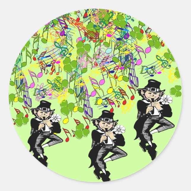Sticker Rond Lucky Leprechaun Avec Shamrocks (Devant)