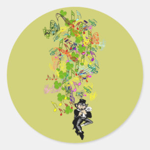 Sticker Rond Lucky Leprechaun Avec Shamrocks