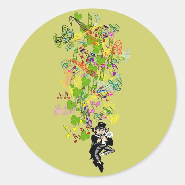 Sticker Rond Lucky Leprechaun Avec Shamrocks (Devant)