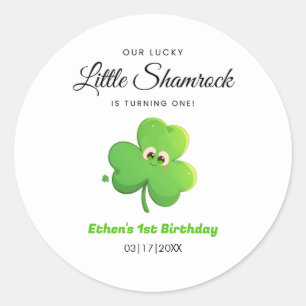 Sticker Rond Lucky Little Shamrock Clover 1er anniversaire