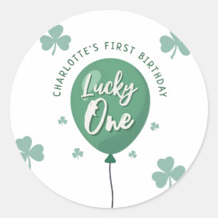 Sticker Rond Lucky One 1er Anniversaire St Patricks Day Trèfle