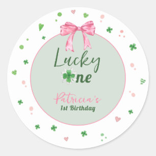 Sticker Rond Lucky One Fête d'anniversaire de fille St Patrick
