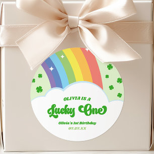Sticker Rond Lucky One Lucky Charm Rainbow 1er Anniversaire
