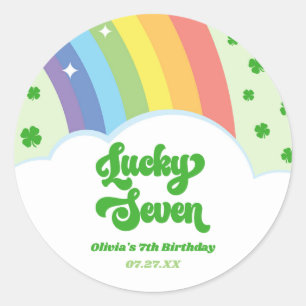 Sticker Rond Lucky Seven Rainbow Cloches 7e fête d'anniversaire