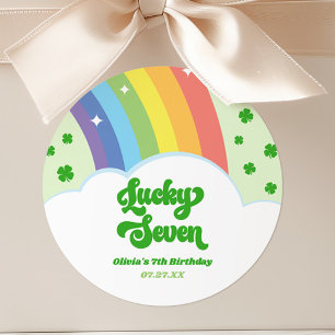 Sticker Rond Lucky Seven Rainbow Cloches 7e fête d'anniversaire