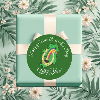 Sticker Rond Lucky You Ireland Saint Patrick's Day Pot Of Gold