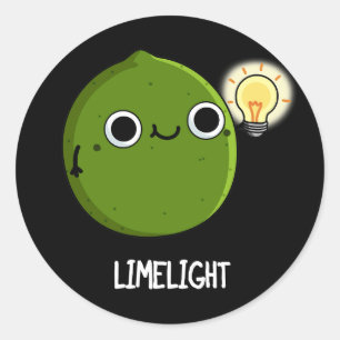 Sticker Rond Lueur de chaux Funny Fruit Lime Pun Dark BG