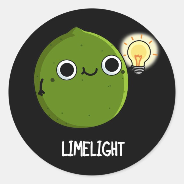 Sticker Rond Lueur de chaux Funny Fruit Lime Pun Dark BG (Devant)