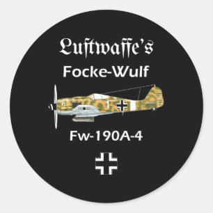Sticker Rond Luftwaffe Focke-Wulf Fw 190A-4 Avion Ger 2ème guer