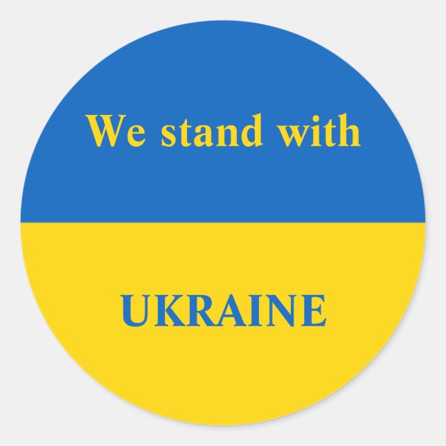 Sticker Rond L'Ukraine soutient le drapeau bleu jaune (Devant)