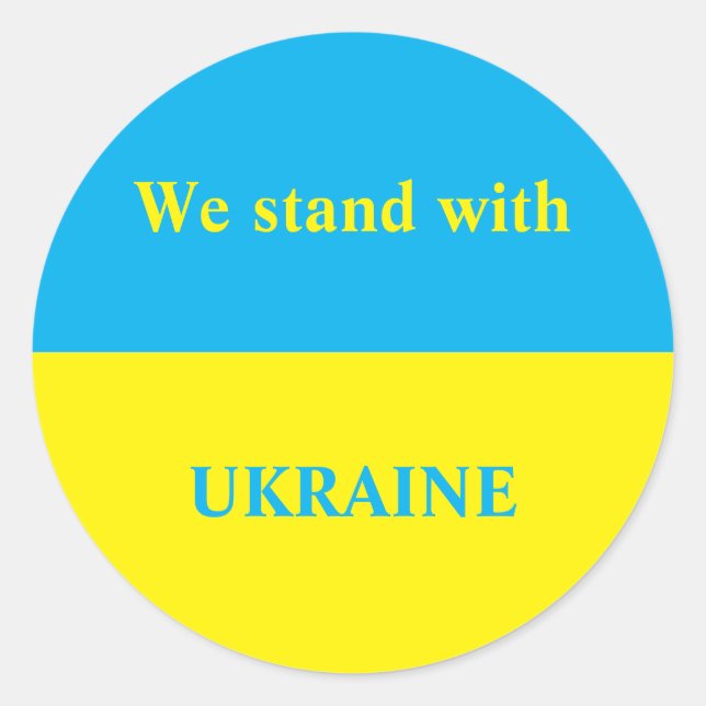 Sticker Rond L'Ukraine soutient le drapeau bleu jaune (Devant)