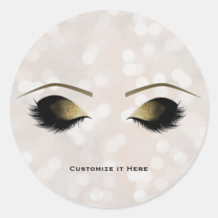 Sticker Rond Lumière Blanche Glam Gold Maquillage Eyelashes