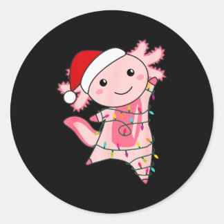 Sticker Rond Lumière de Fée de Noël Axolotl de Noël Axolotl