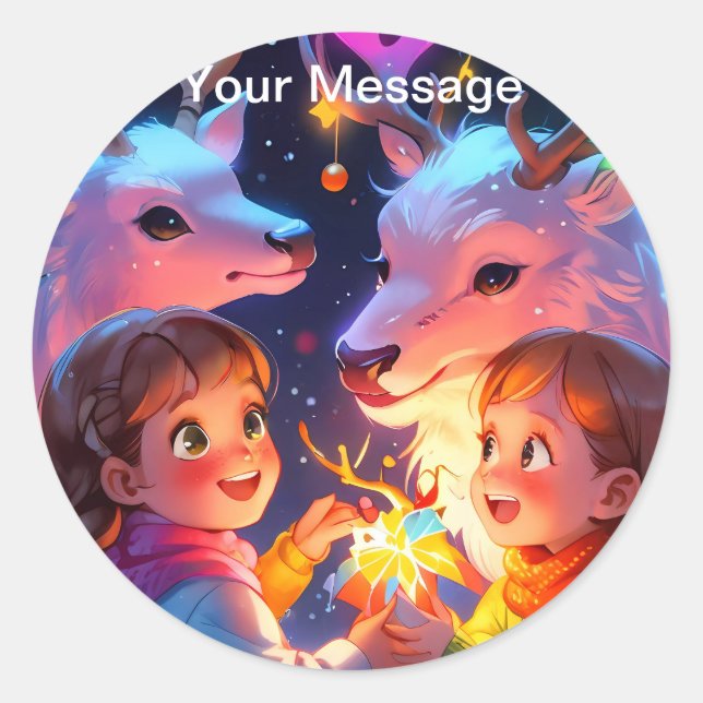 Sticker Rond Lumière de Noël enchantée (Devant)