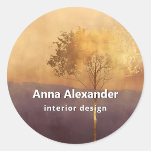 Sticker Rond Lumière Debout Conception minimale d'arbre