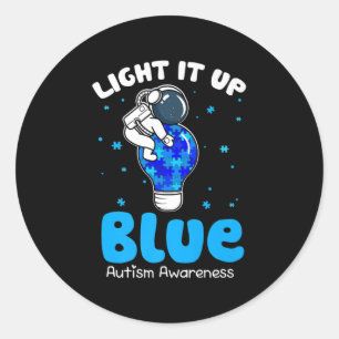 Sticker Rond Lumière It Up Blue Funny Puzzle Pièce Autisme Reco