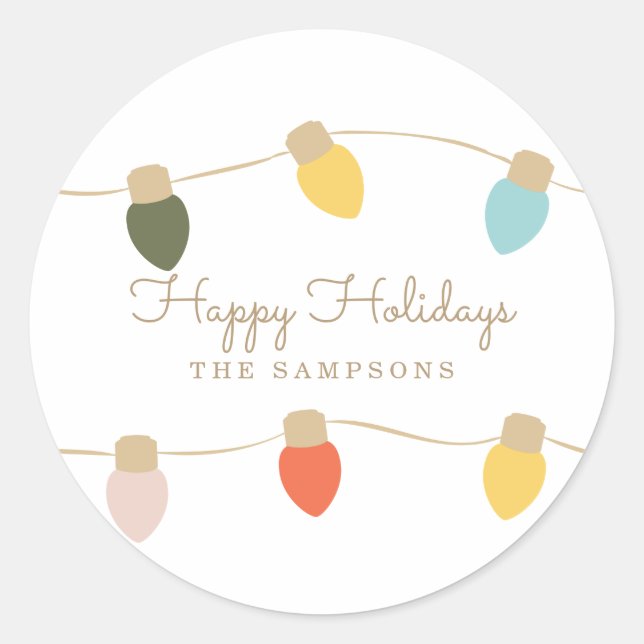 Sticker Rond Lumières de chaînes rétro (Devant)