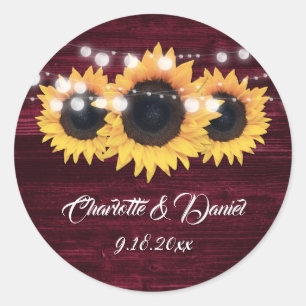 Sticker Rond Lumières de corde en bois de Bourgogne Mariage Tou