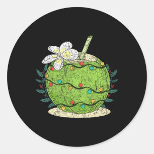 Sticker Rond Lumières de Noël Coco Tropique Été Noël