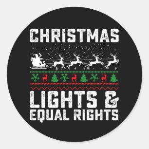 Sticker Rond Lumières De Noël Et Égalité Des Droits Féministes