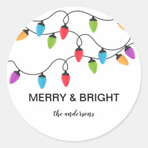Sticker Rond Lumières de Noël festives personnalisées