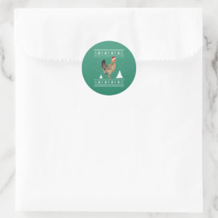 Sticker Rond Lumières de poulets avec le pyjama de Noël du Père
