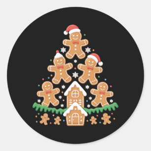 Sticker Rond Lumières de sapin de Noël en pain d'épices Cuisson
