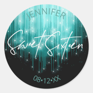 Sticker Rond Lumières en cascade Sweet 16 ID Turquoise790