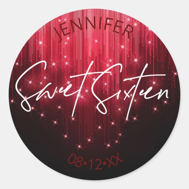Sticker Rond Lumières en cascade Sweet 16 Red ID790 (Devant)