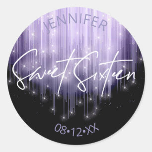 Sticker Rond Lumières en cascade Sweet 16 Violet ID790