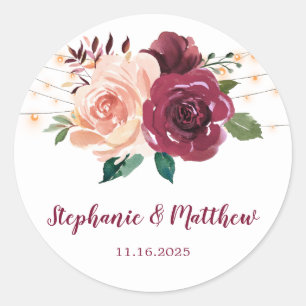 Sticker Rond Lumières florales Brousses Bourgogne Mariage d'aqu