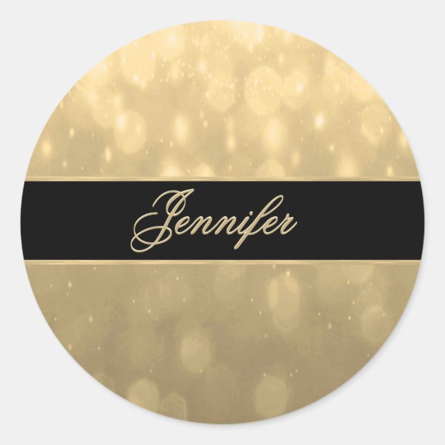 Sticker Rond Lumières Gold Bokeh (Devant)
