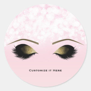 Sticker Rond Lumières roses Maquillage doré pailleté glamour Ci