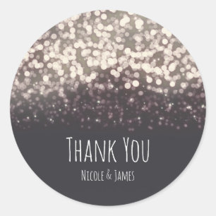 Sticker Rond Lumières scintillantes Mariage moderne gris romant