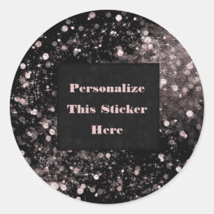 Sticker Rond Lumières scintillantes noires et roses Paillettes 
