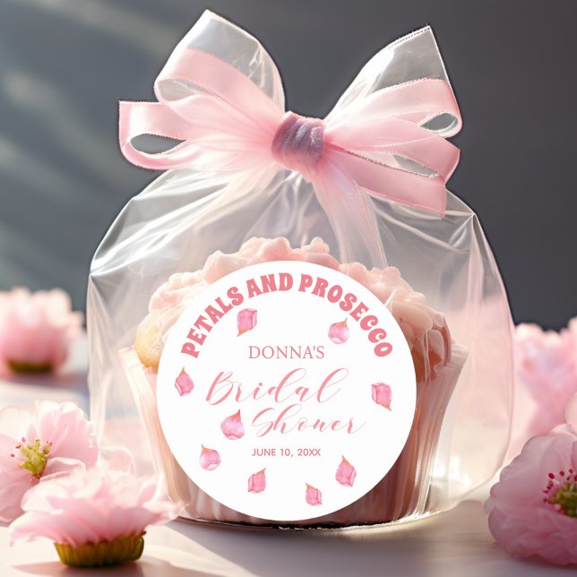 Sticker Rond Lunch de mariage rose Pétals et Prosecco (Créateur téléchargé)
