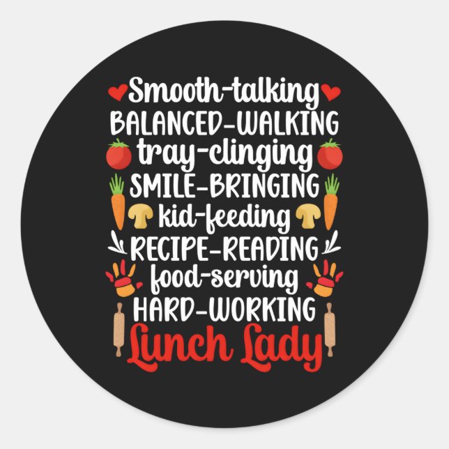 Sticker Rond Lunch Lady Appréciation School Cafeteria Travaille (Devant)