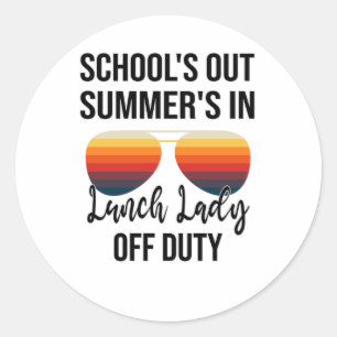 Sticker Rond Lunch School Midday Lady Compléter l'été
