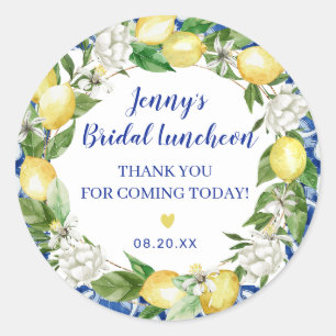 Sticker Rond Luncheon de mariage italien au citron en carreau b