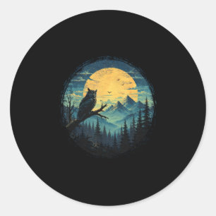 Sticker Rond lune de hibou forêt montagne wilderness observateu