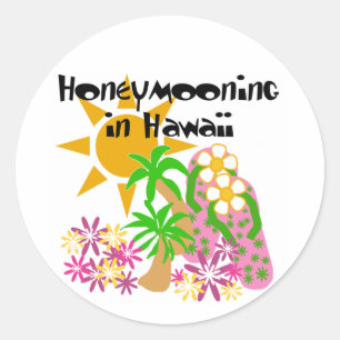 Sticker Rond Lune de miel à Hawaii