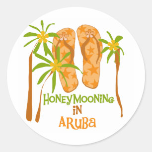 Sticker Rond Lune de miel en Aruba