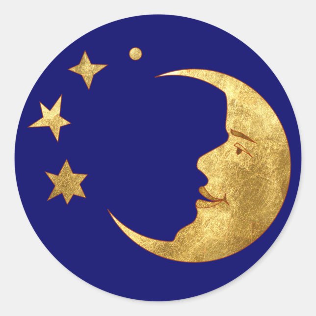 Sticker Rond Lune et étoiles (Devant)