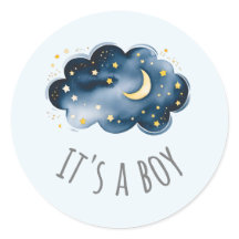 Lune et Etoiles Bleu C'est Un Garçon Baby Shower