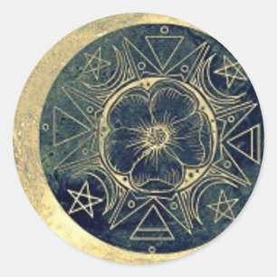 Sticker Rond Lune et étoiles Talisman