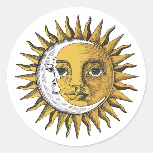 Sticker Rond Lune et soleil (Devant)