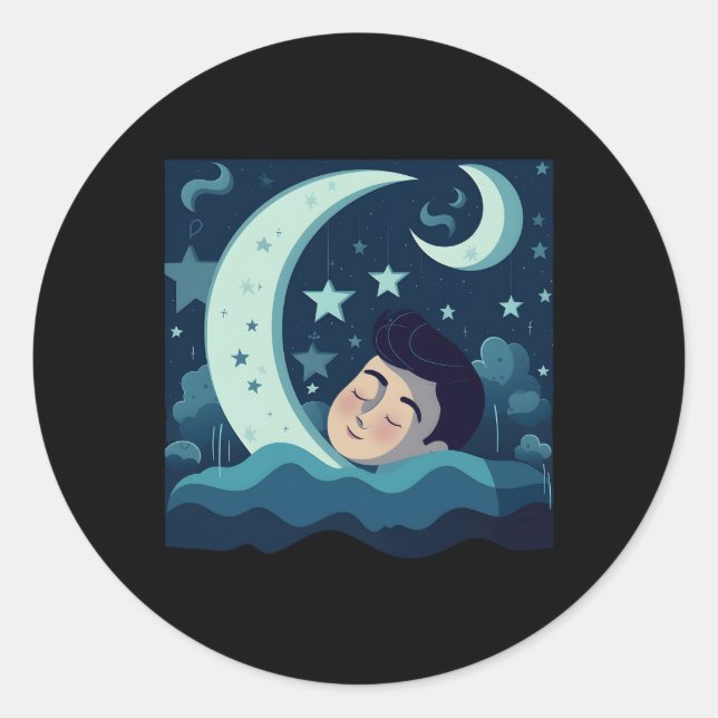 Sticker Rond Lune et sommeil (Devant)