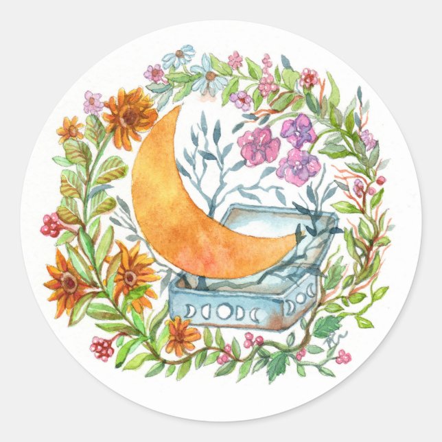 Sticker Rond Lune hors de la boîte (Devant)