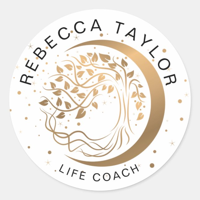 Sticker Rond lune moderne yoga mode vie coach arbre de vie (Devant)