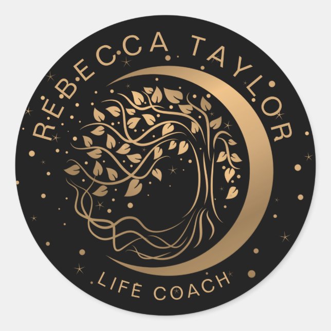 Sticker Rond lune moderne yoga mode vie coach arbre de vie (Devant)